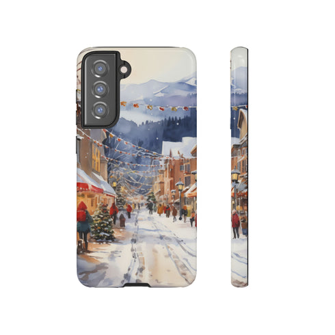 Bustling Victorian Christmas Market - Impact Resistant Phone Case Samsung Galaxy S21 FE Glossy